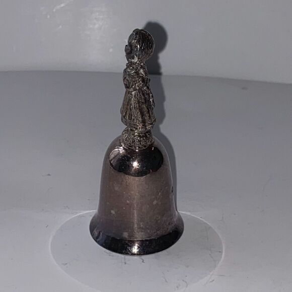 New England Collectors Society Bell Girl with Rabbit Silver Plate Bunny - Picture 5 of 9